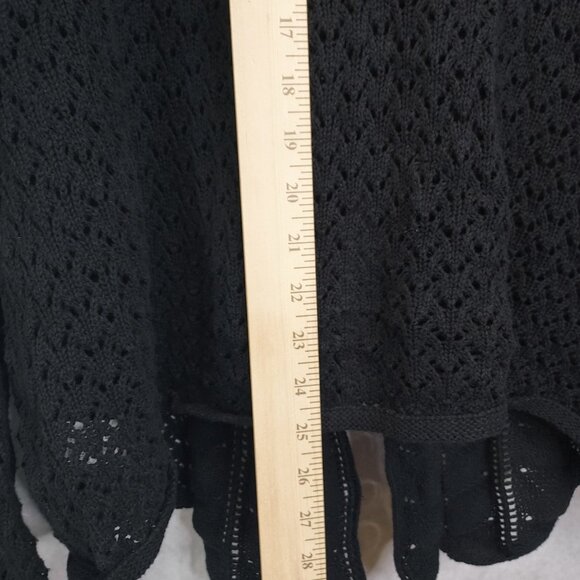 Croft & Barrow Open Knit Cardigan Womens L Sweater Black 1 Button Cotton Crochet - Picture 13 of 16